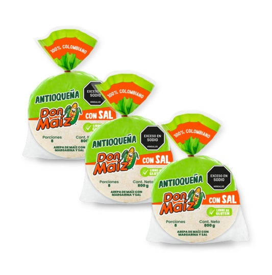 Arepas Antioqueñas de Maíz Blanco con Margarina y Sal